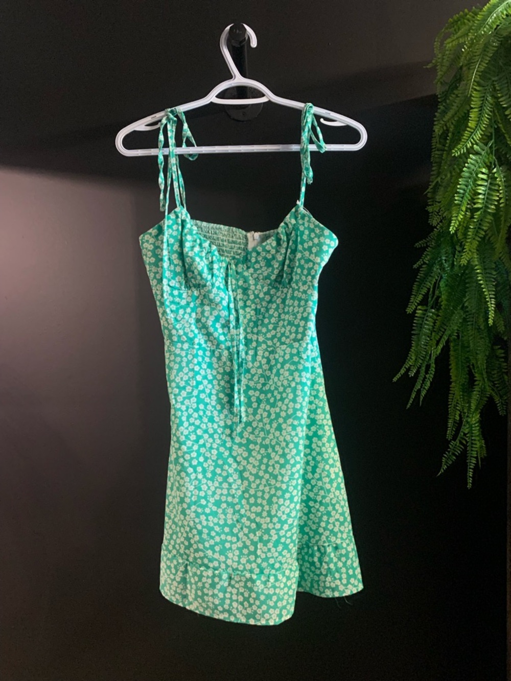 Green Floral Tie-Strap Sundress